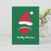 Rode Kerstman en gezichtsmasker Feestdagenkaart (Staand voorkant)