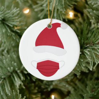 Rode Kerstman en gezichtsmasker Keramisch Ornament