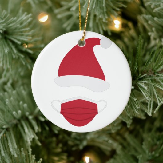 Rode Kerstman en gezichtsmasker Keramisch Ornament (Boom)
