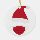 Rode Kerstman en gezichtsmasker Keramisch Ornament (Voorkant)