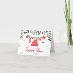 Rode Kerstman Feestelijke Baby shower Bedankkaart