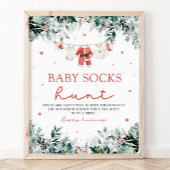 Rode Kerstman Genderneutrale Baby Sokken Baby show Poster