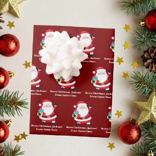 Rode Kerstman Gepersonaliseerd Kinder kerst Inpakpapier Vel