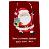 Rode Kerstman Gepersonaliseerd Kinder kerst Medium Cadeauzakje (Voorkant)