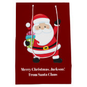 Rode Kerstman Gepersonaliseerd Kinder kerst Medium Cadeauzakje (Achterkant)