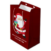 Rode Kerstman Gepersonaliseerd Kinder kerst Medium Cadeauzakje (Achterkant Gekanteld)