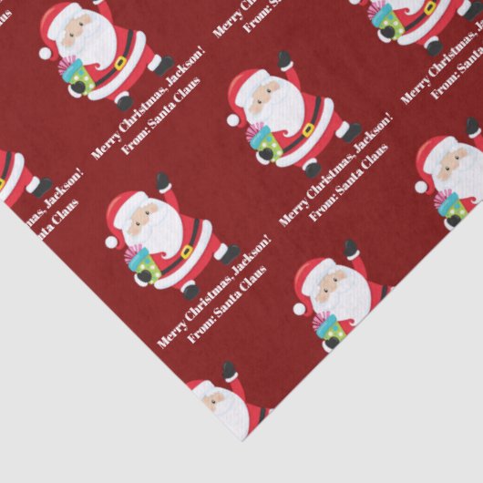 Rode Kerstman Gepersonaliseerd Kinder kerst Tissuepapier (Detail)
