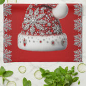 Rode Kerstman Hoed Kerst Vakantie Keuken Handdoek (Gevouwen)