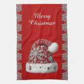 Rode Kerstman Hoed Kerst Vakantie Keuken Handdoek (Verticaal)