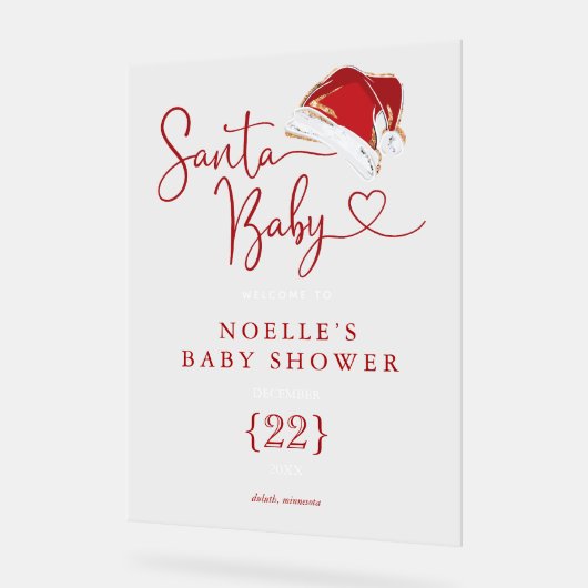 Rode Kerstman Hoed Kerstman Baby Welkom Acryl Bord (Hoek)