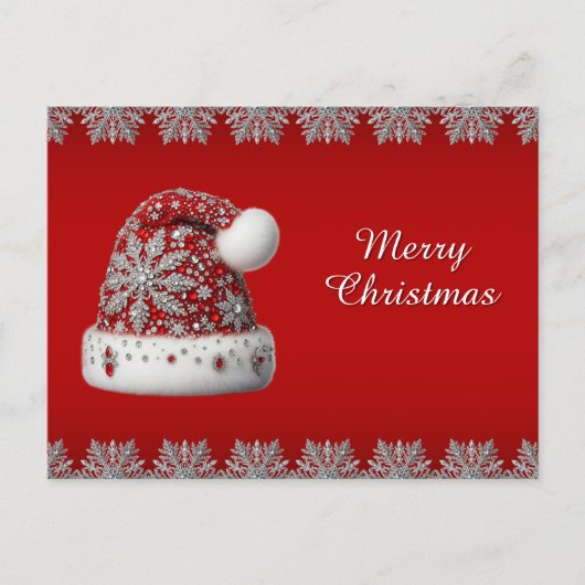 Rode Kerstman Hoed Kerstmis Kerstkaart Briefkaart (Voorkant)