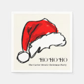 Rode Kerstman Hoed Kerstschets Illustratie Servet (Voorkant)
