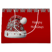 Rode Kerstman Hoed Kerstvakantie Gift Bag Groot Cadeauzakje (Voorkant)