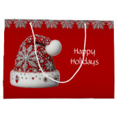 Rode Kerstman Hoed Kerstvakantie Gift Bag Groot Cadeauzakje (Achterkant)