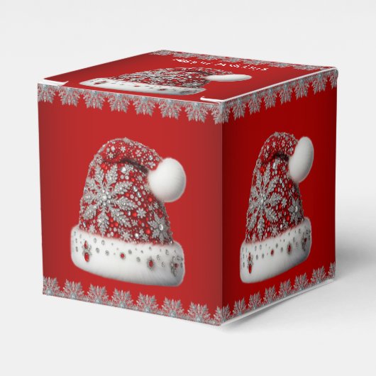 Rode Kerstman Hoed Kerstvakantie Gift Box Bedankdoosjes (Voorkant Zijde)