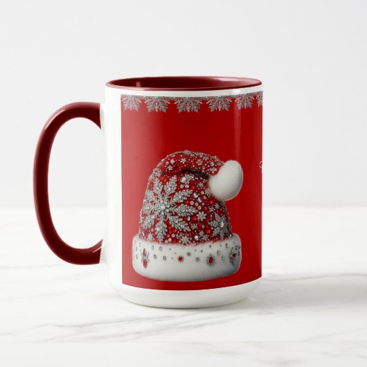 Rode Kerstman Hoed Kerstvakantie Mok (Links)