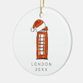 Rode Kerstman Hoed Londen Telefoon Kerstfoto Keramisch Ornament (Links)