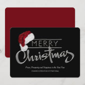 Rode Kerstman Hoed Moderne Zakelijke Kerstkaart (Voorkant / Achterkant)