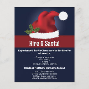 Rode Kerstman Hoed op Blauw - Kerstman inhuren Flyer