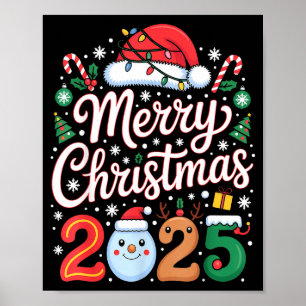 Rode Kerstman Hoed Rendier Vrolijke Kerstmis Xmas Poster