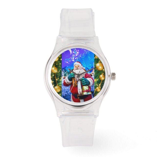 Rode Kerstman in de winter eWatch Horloge (Voorkant)
