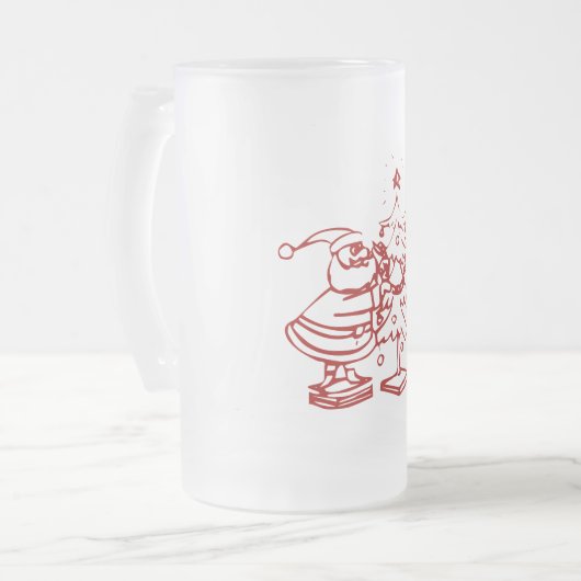  rode kerstman in kerstboom matglas bierpul (Voorkant links)