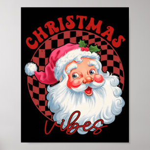 Rode Kerstman Kerstsfeer Vintage Roze Kerstman Poster
