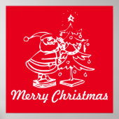 rode kerstman met kerstboom poster (Voorkant)