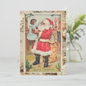  rode kerstman met meisje met kerst van fijne kers feestdagenkaart (Staand voorkant)