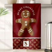Rode kerstman monogram Prettig kerstfeest Theedoek