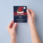 Rode Kerstman-muts op blauw - Kerstman inhuren Flyer (Hand)