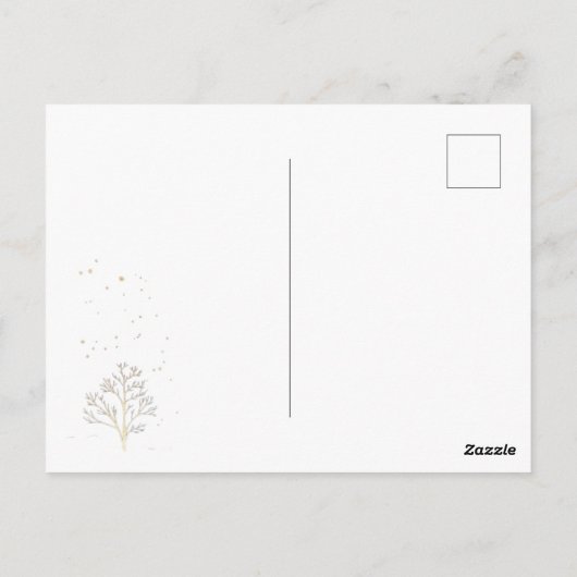 rode kerstman op achtergrond donkerblauwe waterver briefkaart (Achterkant)