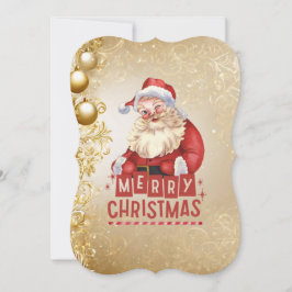 Rode Kerstman op Gouden Kerstmisachtergrond Kaart