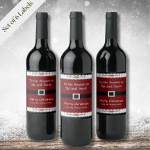 Rode Kerstman Riem Kerst Wijnfles Etiket Set