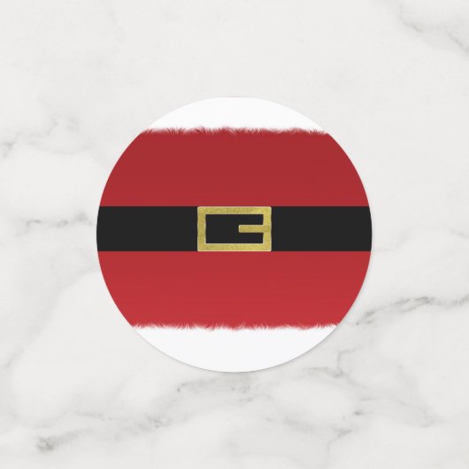 Rode kerstman riem & witte bont kerst confetti (Kleine voorkant)