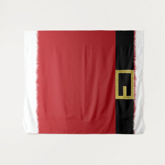 Rode kerstman riem & witte bont kerstvakantie wandkleed (Voorkant (horizontaal))