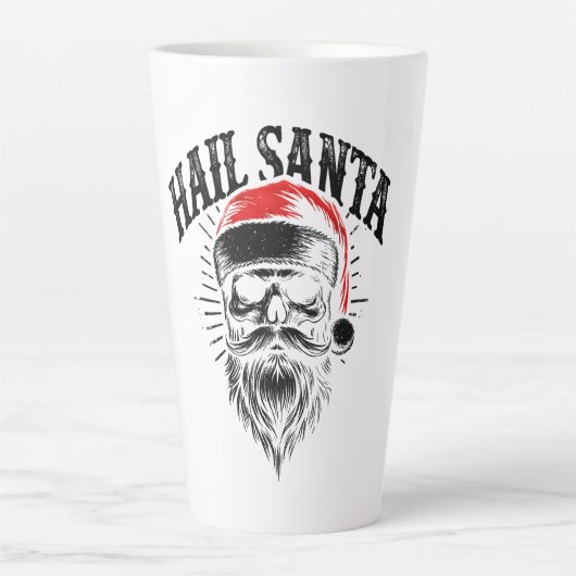 Rode Kerstman Skull Kerstvakantie Latte Mok (Voorkant)