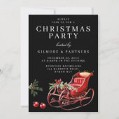 Rode Kerstman Sleigh Kantoor kerstfeest Kaart (Voorkant)