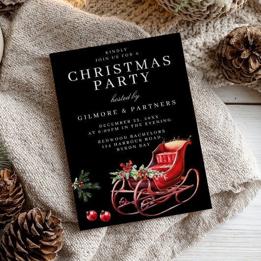 Rode Kerstman Sleigh Kantoor kerstfeest Kaart