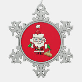 Rode Kerstman Sneeuwvlok Pewter Kerst Ornamenten