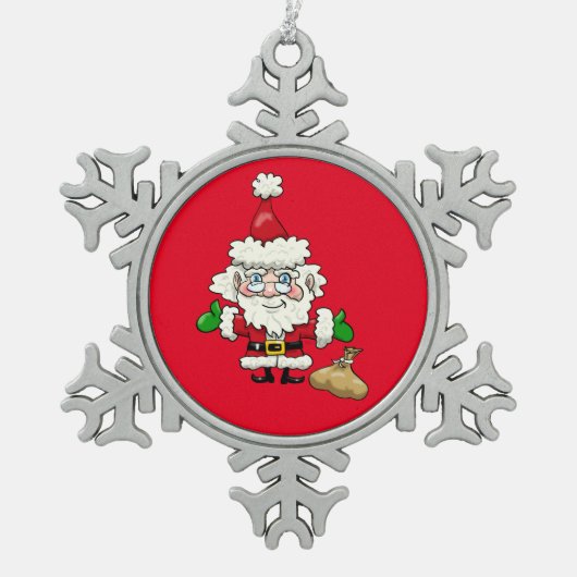 Rode Kerstman Sneeuwvlok Pewter Kerst Ornamenten (Voorkant)