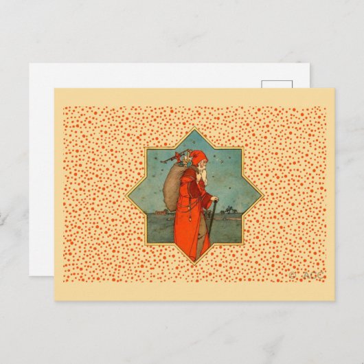  Rode Kerstman St. Nicholas Feestdagenkaart (Voorkant / Achterkant)