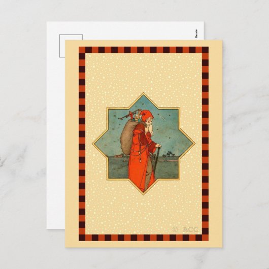  Rode Kerstman St. Nicholas Feestdagenkaart (Voorkant / Achterkant)