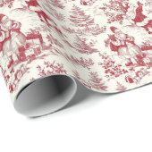 Rode Kerstman Toile Cadeaupapier (Rol Hoek)