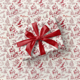 Rode Kerstman Toile Inpakpapier Vintage