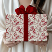 Rode Kerstman Toile Inpakpapier Vintage