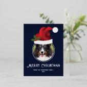 Rode Kerstmanhoed Aangepaste Foto Sjabloon Op Blau (Staand Voorkant)