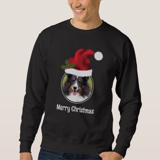 Rode Kerstmanhoed Aangepaste Foto Sjabloon & Tekst Trui (Voorkant)