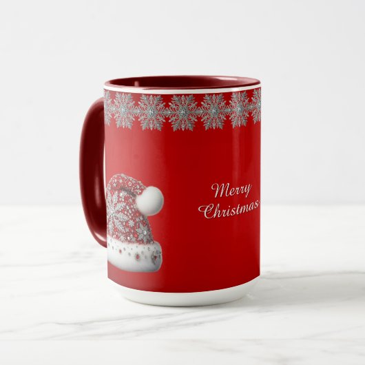 Rode Kerstmanhoed Kerstvakantie Mok (Voorkant links)