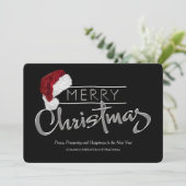 Rode Kerstmanhoed Moderne Zakelijke Kerstkaart (Staand voorkant)